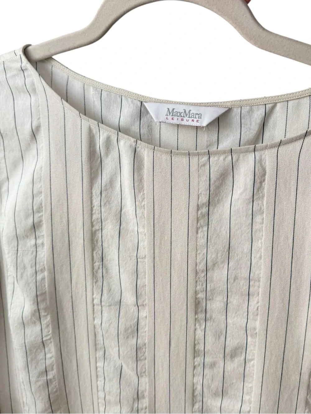 MaxMara Leisure Toledo‎ Pin Striped Silk Blend Tunic Long Sleeve Shirt Medium